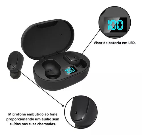 Fone de Ouvido Bluetooth 5.0 Sem Fio -  Microfone Estéreo, Cancelamento de Ruído e À Prova d'Água - SoundPro